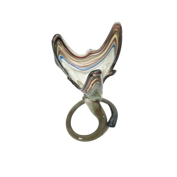 Vintage Sooner Art Glass Triangle Shaped Flared Vase with Coiled Base - Picture 3 of 4